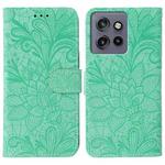 For Motorola Edge 50 Neo Lace Flower Embossing Flip Leather Phone Case(Green)