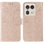 For Motorola Edge 50 Ultra Lace Flower Embossing Flip Leather Phone Case(Rose Gold)