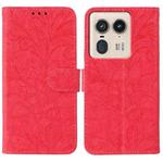 For Motorola Edge 50 Ultra Lace Flower Embossing Flip Leather Phone Case(Red)