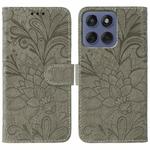 For Motorola Edge 60 Fusion 5G Lace Flower Embossing Flip Leather Phone Case(Grey)