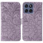 For Motorola Edge 60 Fusion 5G Lace Flower Embossing Flip Leather Phone Case(Purple)