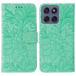 For Motorola Edge 60 Fusion 5G Lace Flower Embossing Flip Leather Phone Case(Green)