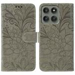 For Motorola Edge 60 Pro Lace Flower Embossing Flip Leather Phone Case(Grey)