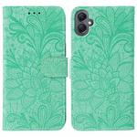 For Samsung Galaxy A05 Lace Flower Embossing Flip Leather Phone Case(Green)