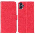 For Samsung Galaxy A06 4G / 5G Lace Flower Embossing Flip Leather Phone Case(Red)