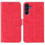 For Samsung Galaxy A36 5G Lace Flower Embossing Flip Leather Phone Case(Red)