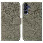 For Samsung Galaxy A56 5G Lace Flower Embossing Flip Leather Phone Case(Grey)