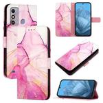 For ZTE Blade A53 PT003 Marble Pattern Flip Leather Phone Case(Pink Purple Gold)