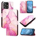 For ZTE Blade A73 4G PT003 Marble Pattern Flip Leather Phone Case(Pink Purple Gold)