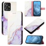 For ZTE Blade A73 4G PT003 Marble Pattern Flip Leather Phone Case(White Purple)