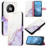 For ZTE Blade A73 5G PT003 Marble Pattern Flip Leather Phone Case(White Purple)