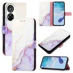 For ZTE Blade V40s PT003 Marble Pattern Flip Leather Phone Case(White Purple)