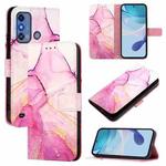 For ZTE Blade A53 Pro PT003 Marble Pattern Flip Leather Phone Case(Pink Purple Gold)