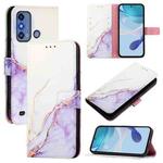 For ZTE Blade A53 Pro PT003 Marble Pattern Flip Leather Phone Case(White Purple)