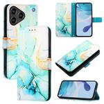 For ZTE Blade A76 4G PT003 Marble Pattern Flip Leather Phone Case(Green)