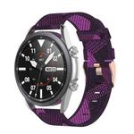 For Galaxy Watch 3 41mm Woven Nylon Watch Band, Size: Free Size 20mm(Purple)