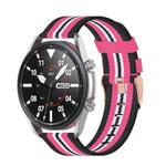 For Galaxy Watch 3 41mm Woven Nylon Watch Band, Size: Free Size 20mm(Black Pink)