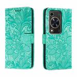 For Huawei Enjoy 70 Lace Flower Embossing Flip Leather Phone Case(Green)