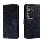 For Huawei Enjoy 70 Lace Flower Embossing Flip Leather Phone Case(Dark Blue)