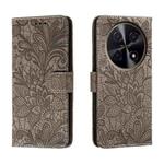 For Huawei Enjoy 70 Pro Lace Flower Embossing Flip Leather Phone Case(Grey)