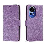 For Huawei Nova 12 Lace Flower Embossing Flip Leather Phone Case(Purple)