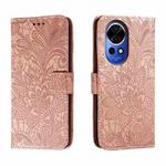 For Huawei Nova 12 Lace Flower Embossing Flip Leather Phone Case(Rose Gold)