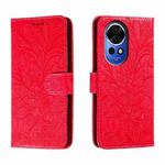 For Huawei Nova 12 Lace Flower Embossing Flip Leather Phone Case(Red)