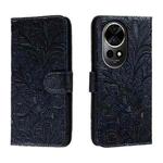 For Huawei Nova 12 Pro Lace Flower Embossing Flip Leather Phone Case(Dark Blue)