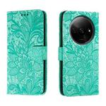 For Xiaomi Redmi A3 Lace Flower Embossing Flip Leather Phone Case(Green)