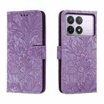 For Xiaomi Redmi K70 Lace Flower Embossing Flip Leather Phone Case(Purple)