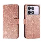 For Xiaomi Redmi K70 Lace Flower Embossing Flip Leather Phone Case(Rose Gold)