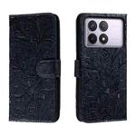 For Xiaomi Redmi K70 Lace Flower Embossing Flip Leather Phone Case(Dark Blue)