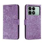 For Xiaomi Redmi K70E Lace Flower Embossing Flip Leather Phone Case(Purple)