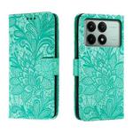 For Xiaomi Redmi K70E Lace Flower Embossing Flip Leather Phone Case(Green)