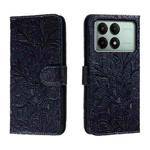 For Xiaomi Redmi K70E Lace Flower Embossing Flip Leather Phone Case(Dark Blue)