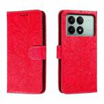 For Xiaomi Redmi K70E Lace Flower Embossing Flip Leather Phone Case(Red)