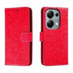 For Xiaomi Redmi Note 13 Pro 4G Lace Flower Embossing Flip Leather Phone Case(Red)