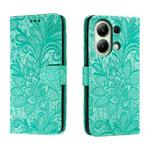 For Xiaomi Redmi Note 13 4G Lace Flower Embossing Flip Leather Phone Case(Green)