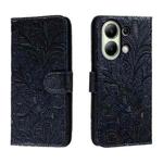 For Xiaomi Redmi Note 13 4G Lace Flower Embossing Flip Leather Phone Case(Dark Blue)