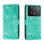 For Xiaomi Redmi Note 13R Pro Lace Flower Embossing Flip Leather Phone Case(Green)