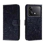 For Xiaomi Redmi Note 13R Pro Lace Flower Embossing Flip Leather Phone Case(Dark Blue)