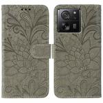 For Xiaomi 13T / 13T Pro Lace Flower Embossing Flip Leather Phone Case(Grey)