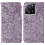 For Xiaomi 13T / 13T Pro Lace Flower Embossing Flip Leather Phone Case(Purple)