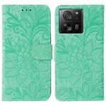 For Xiaomi 13T / 13T Pro Lace Flower Embossing Flip Leather Phone Case(Green)