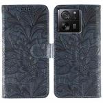 For Xiaomi 13T / 13T Pro Lace Flower Embossing Flip Leather Phone Case(Dark Blue)