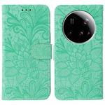 For Xiaomi 15 Ultra Lace Flower Embossing Flip Leather Phone Case(Green)