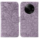 For Xiaomi Poco C61 4G Global Lace Flower Embossing Flip Leather Phone Case(Purple)