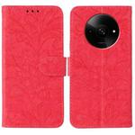 For Xiaomi Poco C61 4G Global Lace Flower Embossing Flip Leather Phone Case(Red)