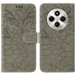 For Xiaomi Poco C75 4G / Poco M7 Lace Flower Embossing Flip Leather Phone Case(Grey)