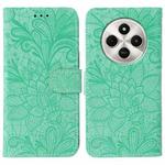 For Xiaomi Poco C75 4G / Poco M7 Lace Flower Embossing Flip Leather Phone Case(Green)
